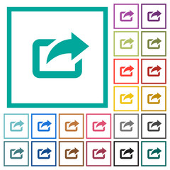 Export with upper right arrow flat color icons with quadrant frames