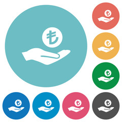 Turkish Lira earnings flat round icons