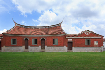 Ancient red house, old architecture in china