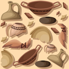 Archeology and paleontology concept archaeological excavation Web site page and mobile app design vector element. ancient history achaeologists unearth ancient artifacts vector illustration
