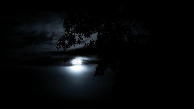 Establishing Shot - Full Moon Clouds Night Sky Nature Background