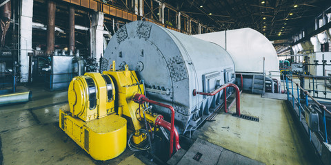 Fototapeta steam turbine at power plant obraz