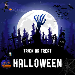 Fototapeta na wymiar Halloween Trick or Treat Poster. Vector illustration