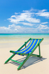 Beach chair on the beautiful white sand beach in Thailand