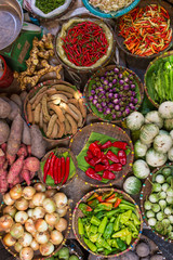 Various of vegetables at the market in Cambodia