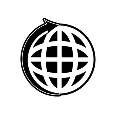 global sphere and arrow icon over white background vector illustration