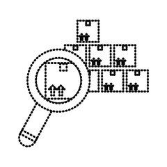 cargo boxes and magnifying glass  icon over white background vector illustration
