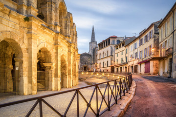 Fototapeta na wymiar Arles Amphitheatre and Oldt Town, France