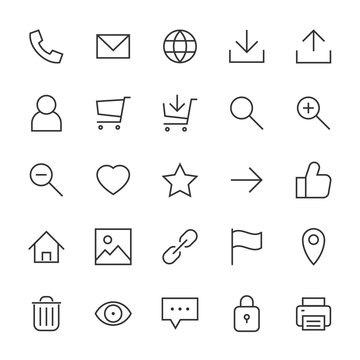 Most used webdesign icons, ui set, vector illustration