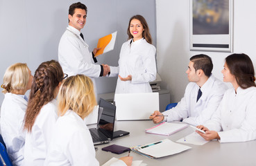 Fototapeta premium Discussion of research work.