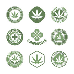 Medical marijuana and cannabis logo design elements