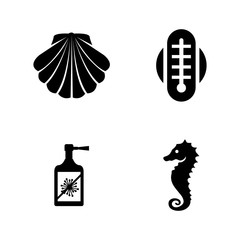 Aquarium Equipment. Simple Related Vector Icons Set for Video, Mobile Apps, Web Sites, Print Projects and Your Design. Black Flat Illustration on White Background.