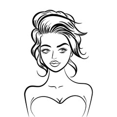 Beautiful young woman in cartoon comic style. Pop art style. Vector illustration on a white background.