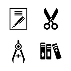 Stationery. Simple Related Vector Icons Set for Video, Mobile Apps, Web Sites, Print Projects and Your Design. Black Flat Illustration on White Background.