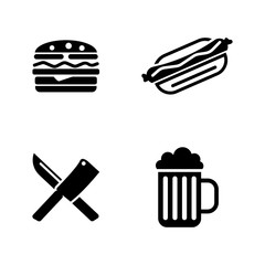 Picnic Cooking. Simple Related Vector Icons Set for Video, Mobile Apps, Web Sites, Print Projects and Your Design. Black Flat Illustration on White Background.
