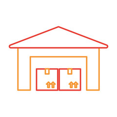 warehouse with carton box icon over white background vector illustration