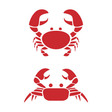 Crab icons in simple tattoo style, vector