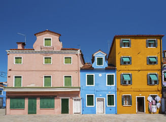 Colorful house in Burano island, Venice, Italy.