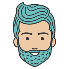 young man head with beard avatar character vector illustration design