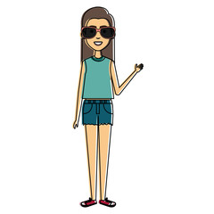 beautiful woman with sunglasses avatar character vector illustration design