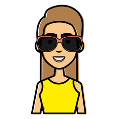 beautiful woman with sunglasses avatar character vector illustration design