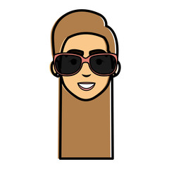 beautiful woman head with sunglasses avatar character vector illustration design