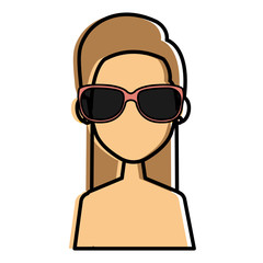beautiful woman shirtless with sunglasses avatar character vector illustration design