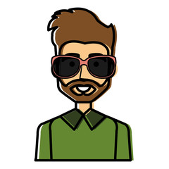 young man avatar with sunglasses character vector illustration design