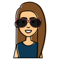 beautiful woman with sunglasses avatar character vector illustration design