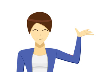 Short hair business woman presenting, vector