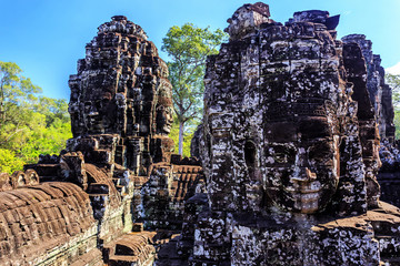 Ancient Bayon temple in Angkor Thom, Siem Reap, Cambodia