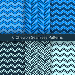 Set of 6 Chevron Seamless Patterns. Every Pattern is on a Separate Isolated Layer