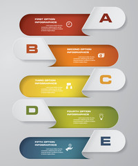 5 steps design clean number banners template/graphic or website layout. Vector.