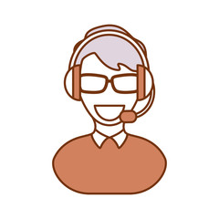 colorful  man call center over white background vector illustration