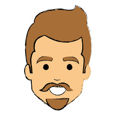 young man head with beard avatar character vector illustration design