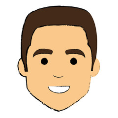 young man head avatar character vector illustration design