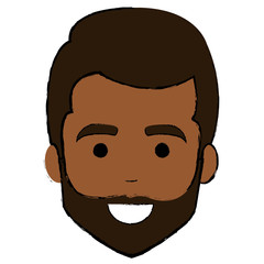 young man black head avatar character vector illustration design