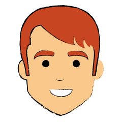 young man head avatar character vector illustration design