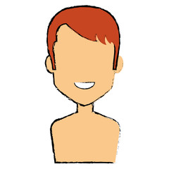 young man shirtless avatar character vector illustration design