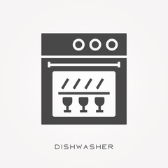 Silhouette icon dishwasher