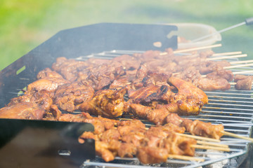 Barbecue Chicken cooked outside on a coal fired grill