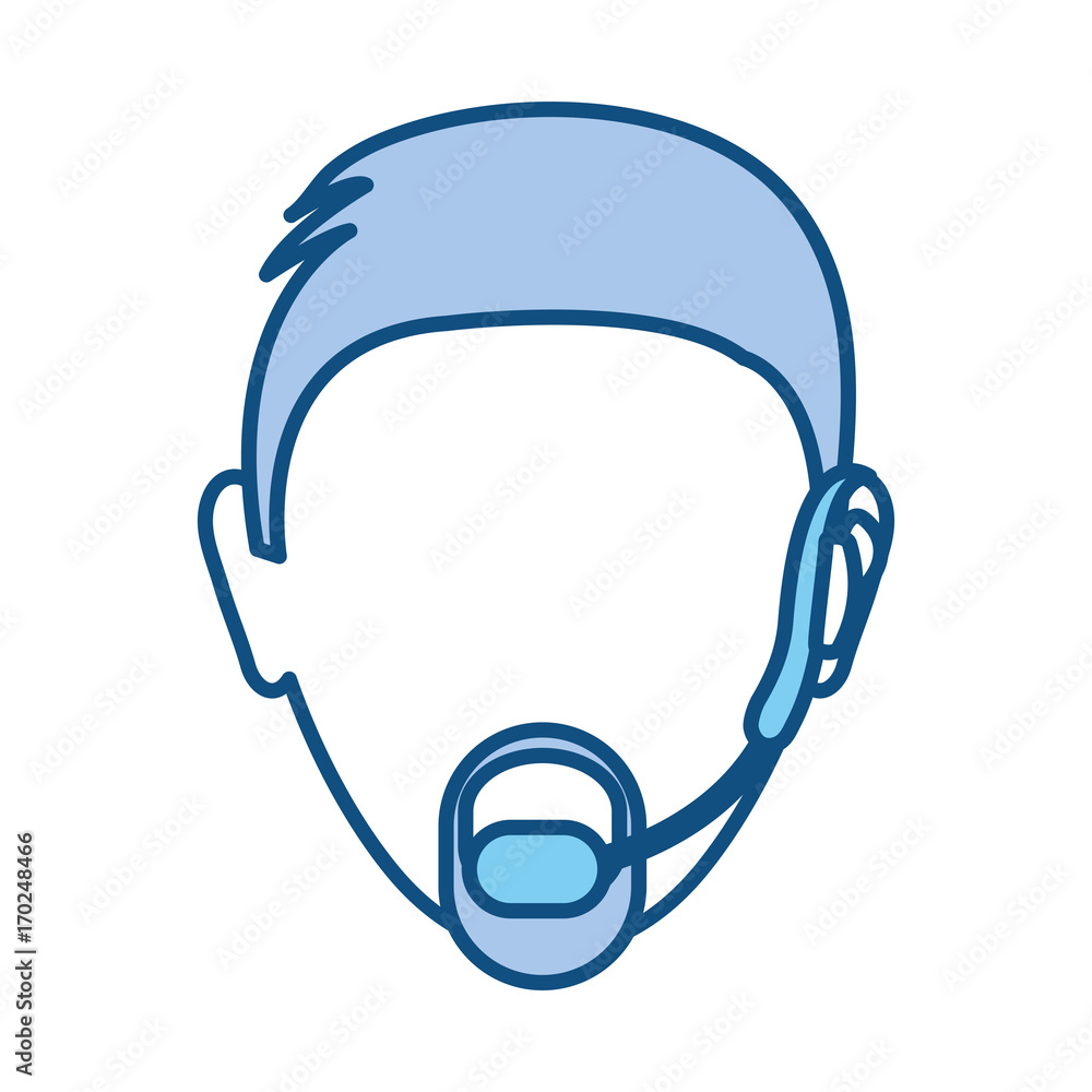 Wall mural colorful  face man call center over white background vector illustration