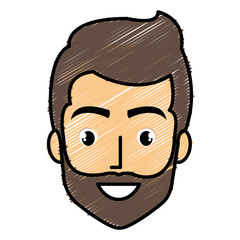 young man head with beard avatar character vector illustration design