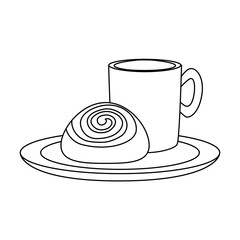 coffee drink with cinnamon roll icon over white background vector illustration