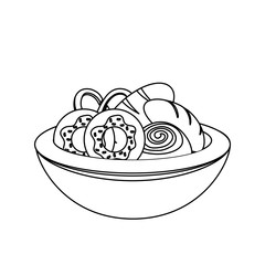 basket with bakery products icon over white background vector illustration