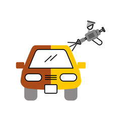 car body painting service with spray gun vector illustration