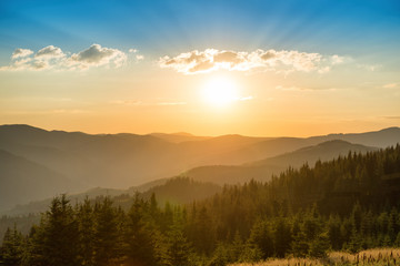 Sunset in the mountains