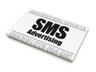 Advertising concept: newspaper headline SMS Advertising