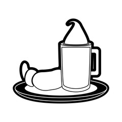coffee drink with bread icon over white background vector illustration
