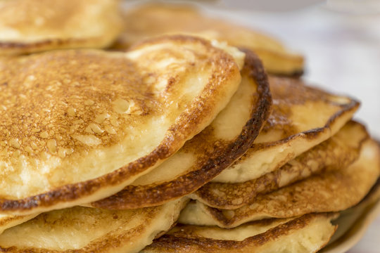 close up of pancakes on a plate